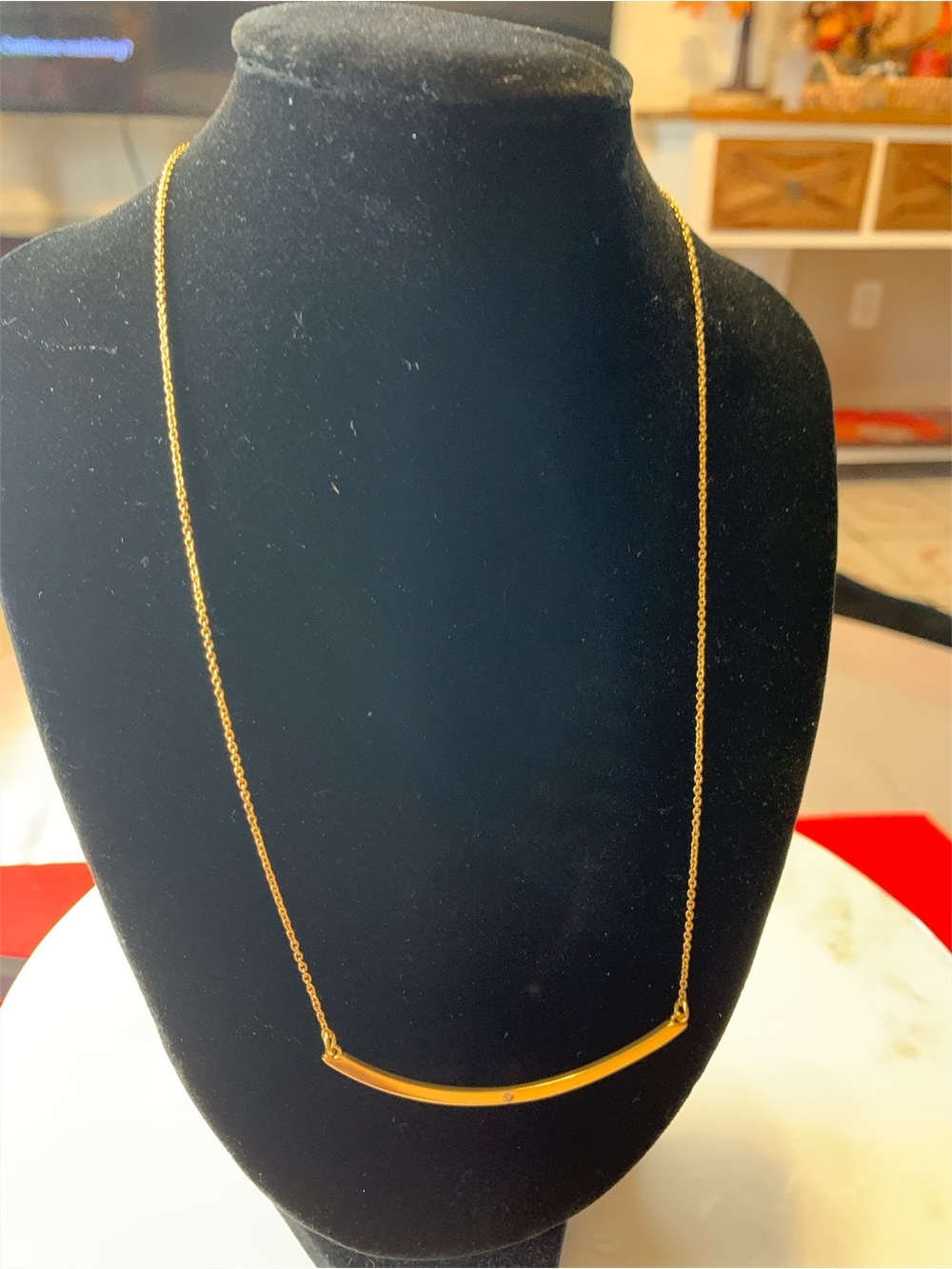 BaubleBar Gold Curved Bar Necklace